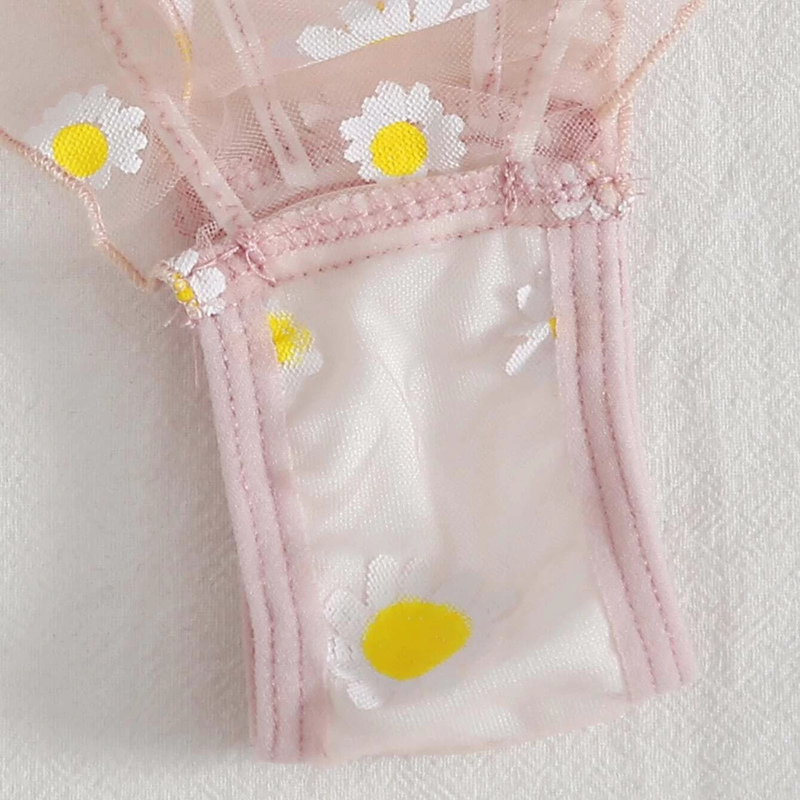 Women Perspective Lingerie Set Embroidery Lace Bowknot Strapless Bra Thong Set Temptation Underwear Sleepwear Nightwear_voghion.com