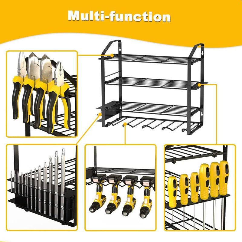 Iron Hand Electric Drill Screwdriver Tool Rack Wall-mounted Charging Drill Storage Rack Garage Tool Storage Rack Storage Rack_voghion.com
