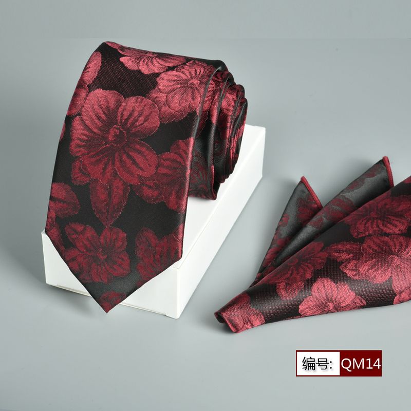 Set da uomo formale da lavoro floreale 2 pezzi + fazzoletto da taschino jacquard disponibile in magazzino cravatta da 7 cm nuovo stile_voghion.com