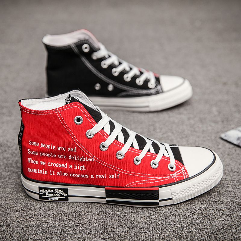 Canvas Men's Versatile Couple Canvas Korean Version Casual Board Trendy High Top Student Cloth Personalized Shoes Men_voghion.com