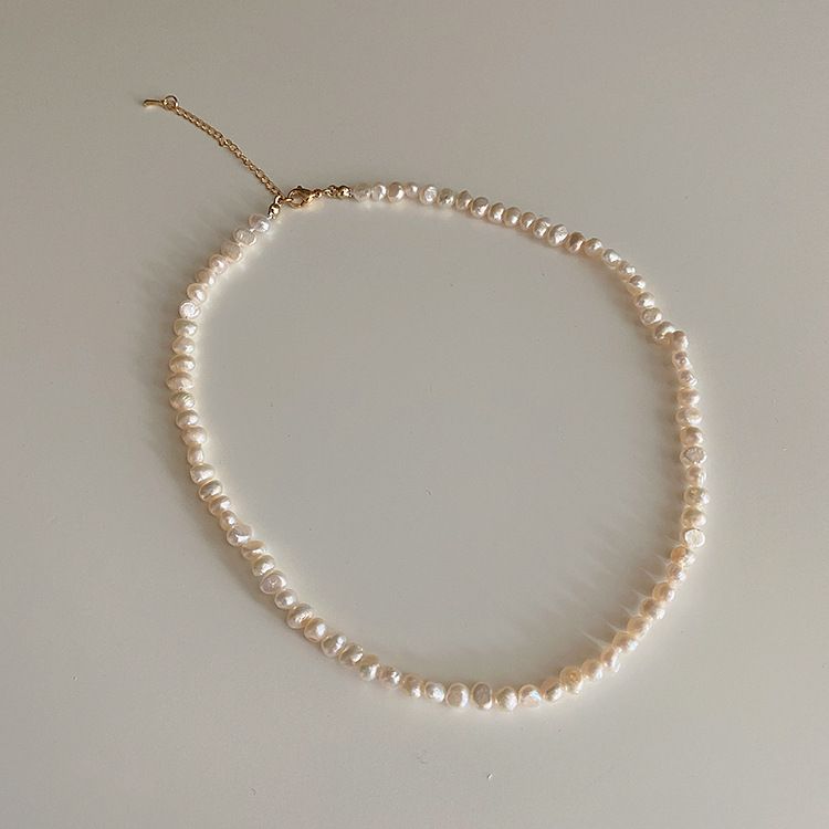 Collana con perle d'acqua dolce da donna, stile retrò francese, semplice, versatile, elegante, alla moda, con catena per clavicola_voghion.com