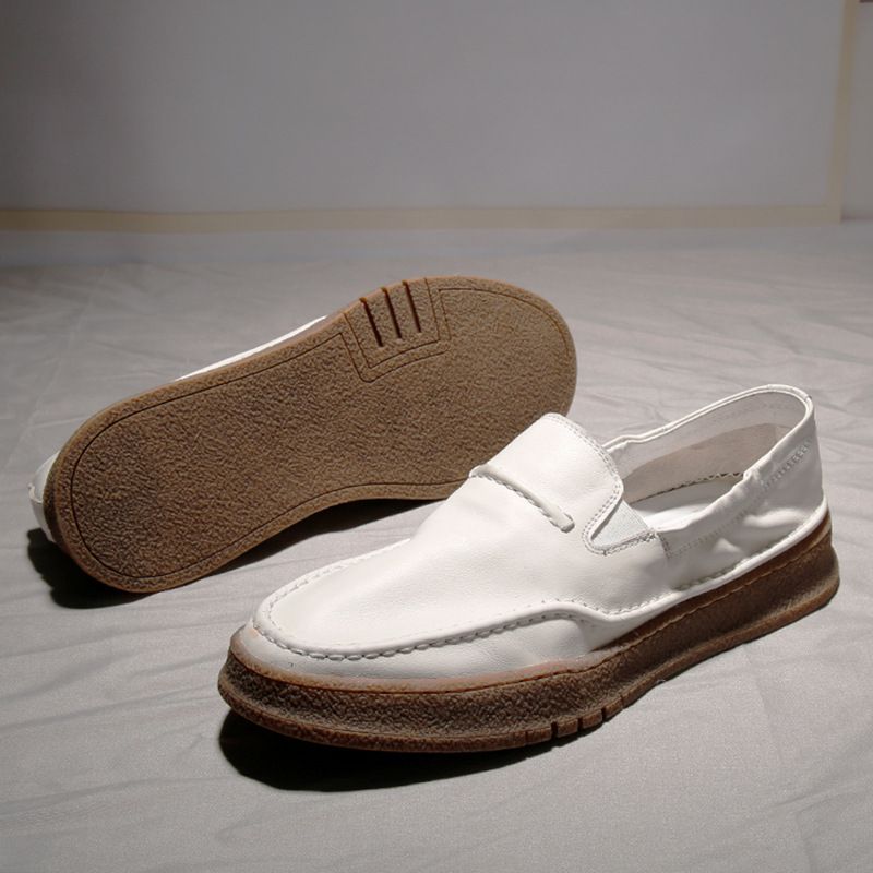 Rechte leren loafers, één voet, herenschoenen, trendy en modieuze loafers met dikke zool_voghion.com