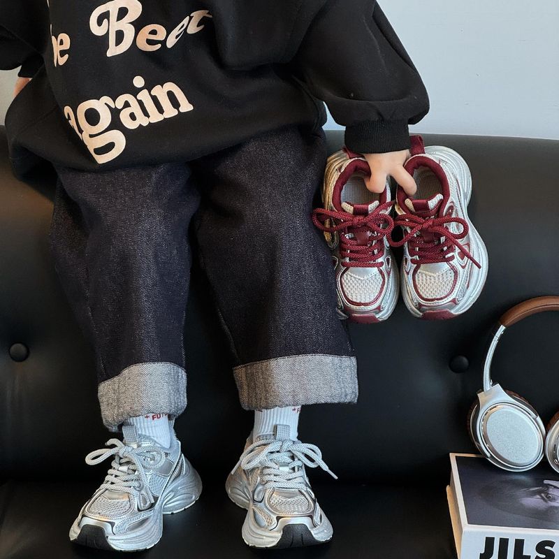 Children's Dad 2025 Autumn New Girls' Mesh Breathable Casual Sports Trendy Boys' Soft Sole Running Shoes_voghion.com