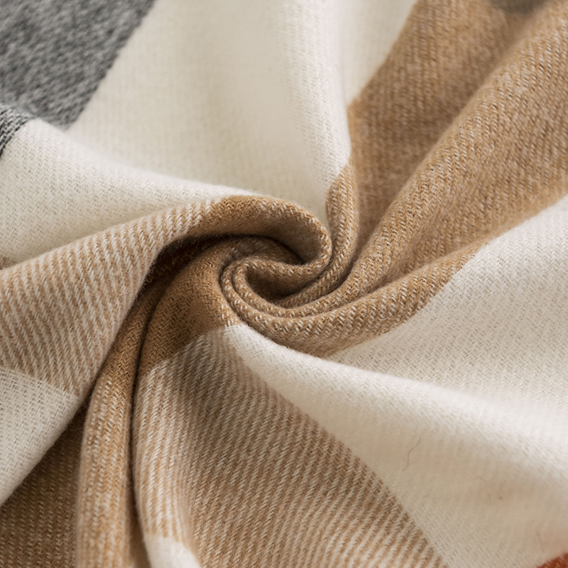 Bufanda a cuadros para mujer, bufanda de cuello cálida de estilo dulce, chal de moda, bufanda de Cachemira de imitación para otoño e invierno_voghion.com