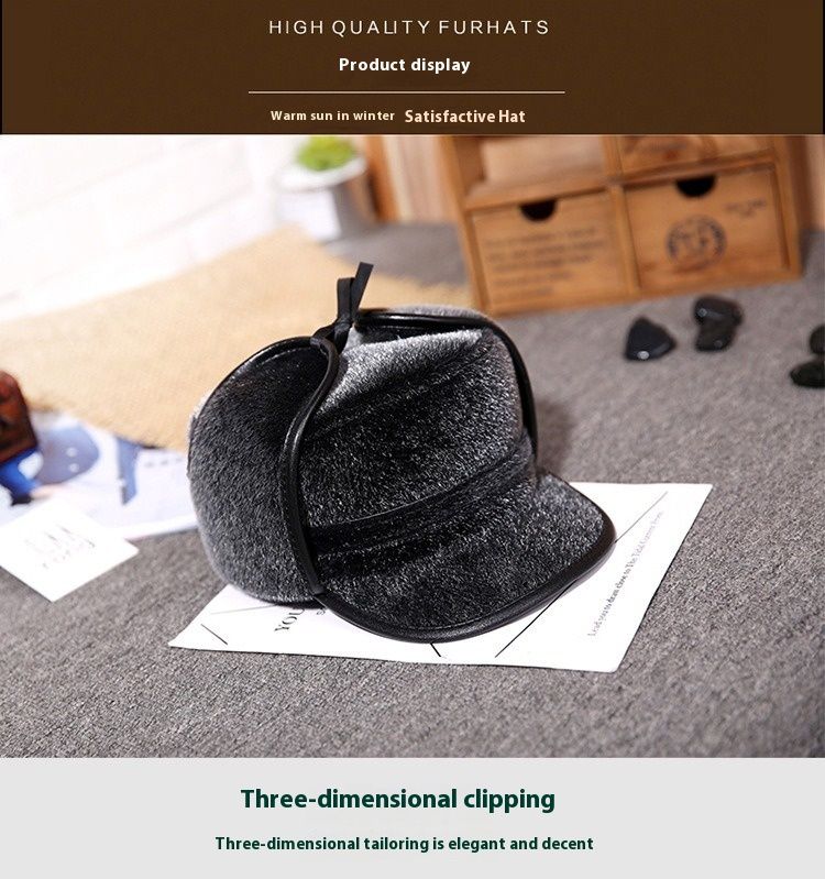 Men Middle-aged And Elderly Autumn And Winter Mink Fur Pilot Hat Warm Ear Protection Cold Proof Arctic Fleece Hat Gift For Elders_voghion.com