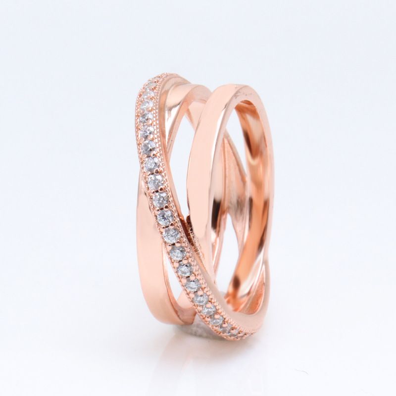 Rose Gold Pavé Pave Versetzt Drei Ring Wrap Ring Frauen Heißer Hohl Wrap Weiß Kupfer Ring Frauen_voghion.com