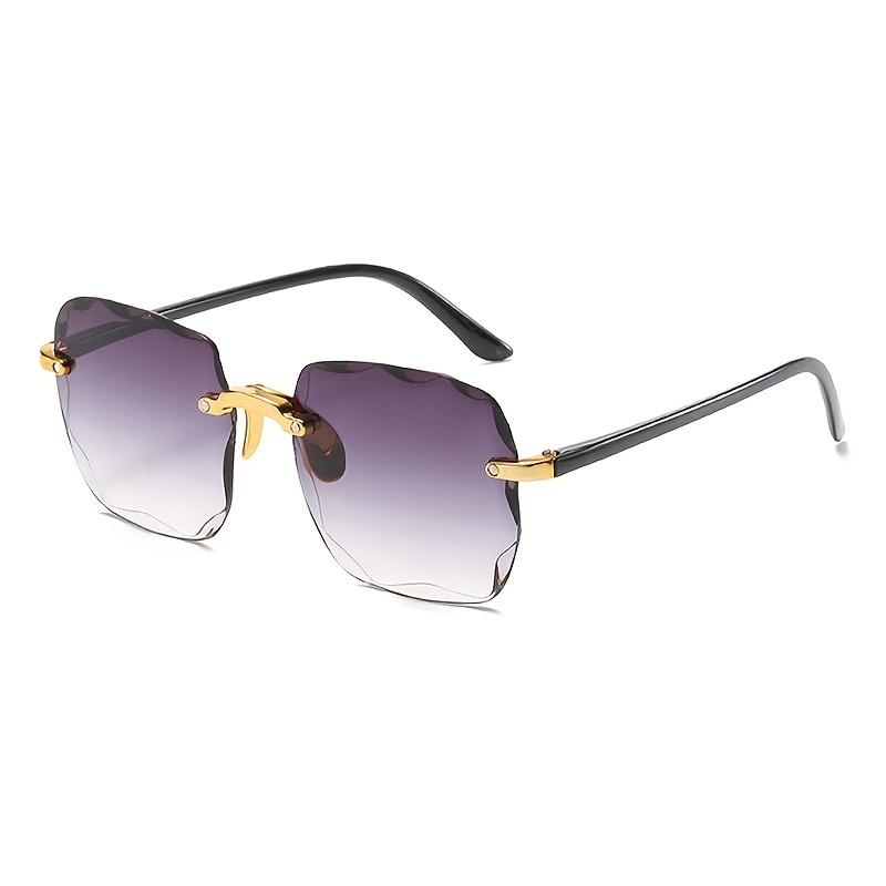 Occhiali da sole con lenti colorate polarizzate oversize con montatura quadrata alla moda senza cornice per passerella da donna su strada_voghion.com