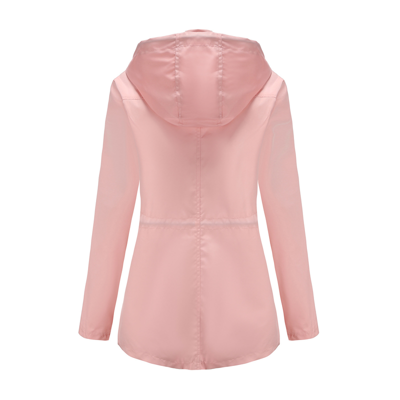 Women's Clothing New Windbreaker Female Ladies Mid-length Cardigan Hooded Jacket Outdoor Raincoat_voghion.com