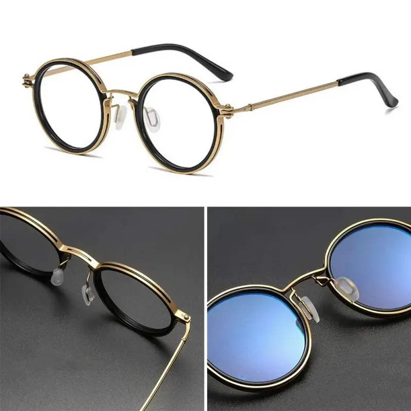 Mode Retro Runde Anti Blau Licht Brille Männer Frauen Büro Computer Brille Metall Rahmen Mode Optische Myopie Brillen Lesen_voghion.com
