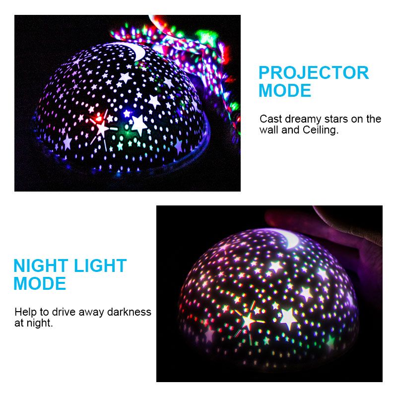 Lâmpada de projetor de estrelas para crianças, quarto, luz noturna LED, decoração de lâmpada de bebê, berçário rotativo, estrelado, lua, galáxia, projetor, lâmpada de mesa_voghion.com