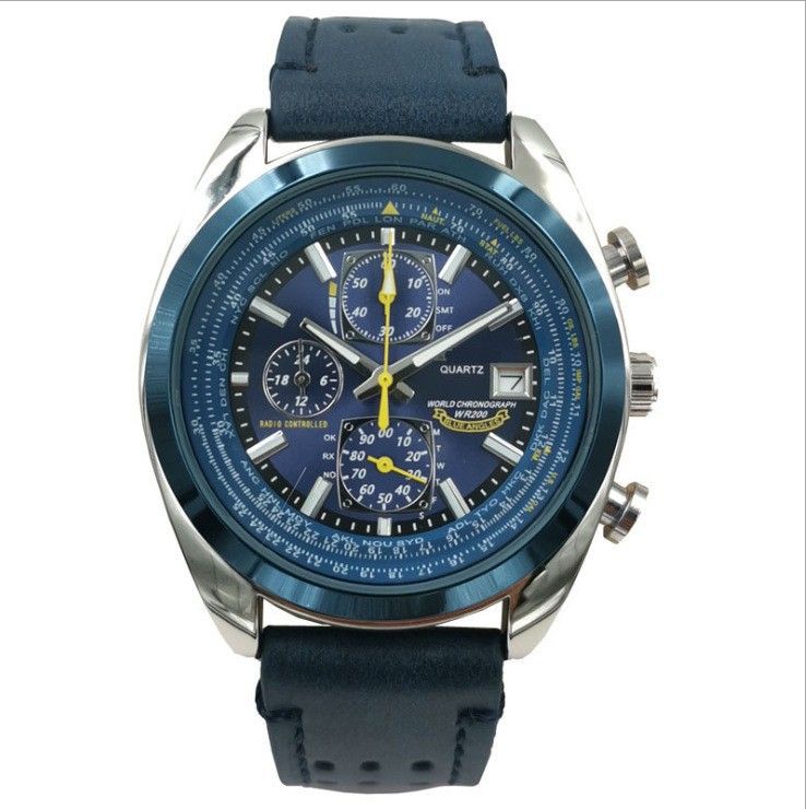 Blue Angel Multifunktions-Chronograph Glow Stahlband Herrenuhr_voghion.com