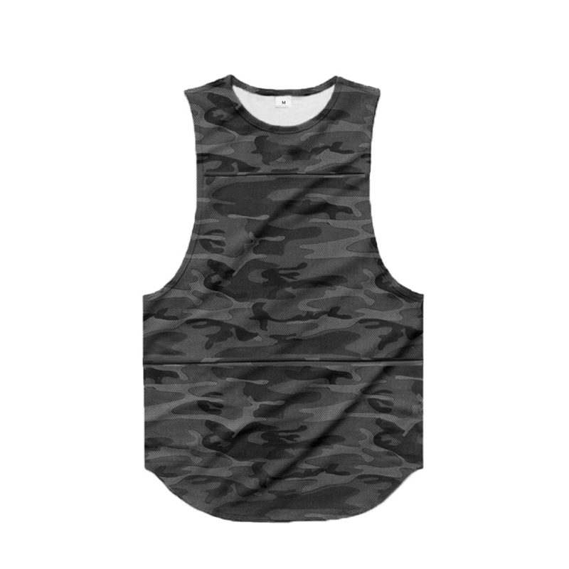 Schnelltrocknendes Tanktop für Herren mit Camouflage-Muster, Rundhalsausschnitt, Fitness-Fit, Sport-Hose, atmungsaktiv, ärmellos, Tanktop für den Sommer, dünn_voghion.com