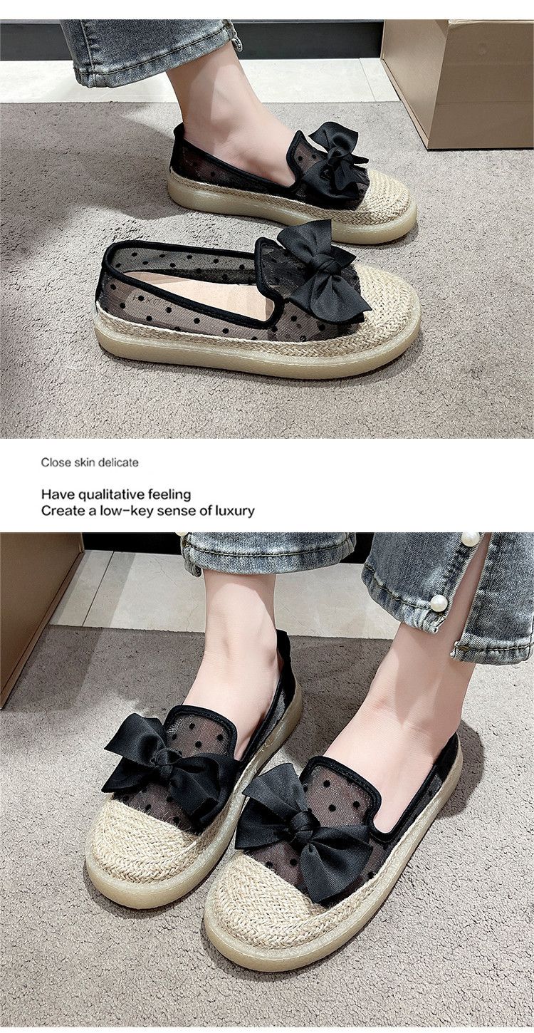 Single Shoes Women's Spring One-pedal Flat Shoes Loafer Fisherman Shoes Thick-soled Breathable Mesh Beanie Shoes_voghion.com