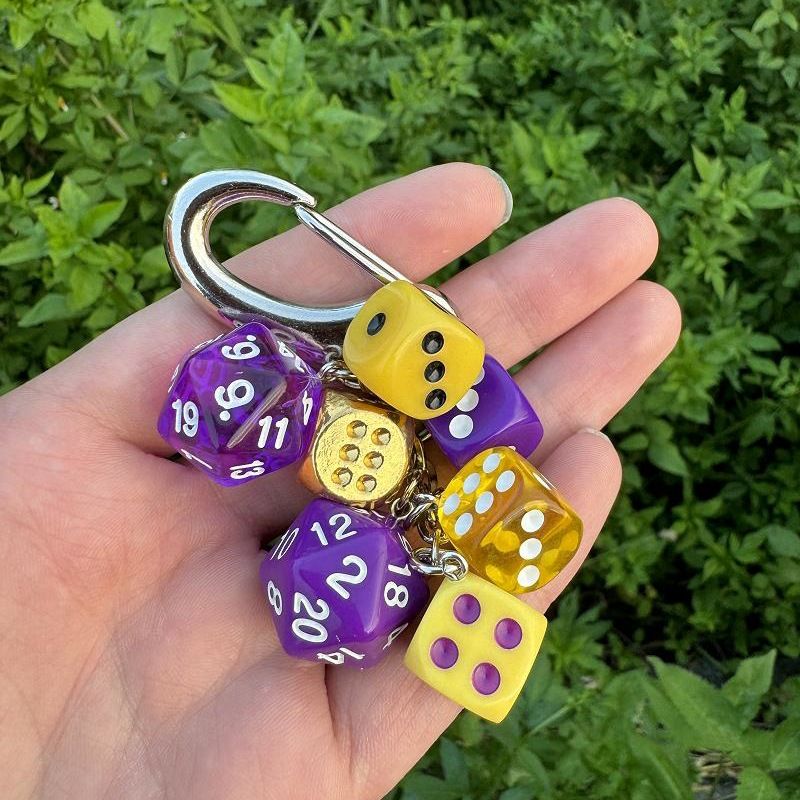 Original Purple Gold Handmade Dice String Lucky Pendant Couple Bag Pendant High Value Accessories Niche Keychain Pendant_voghion.com