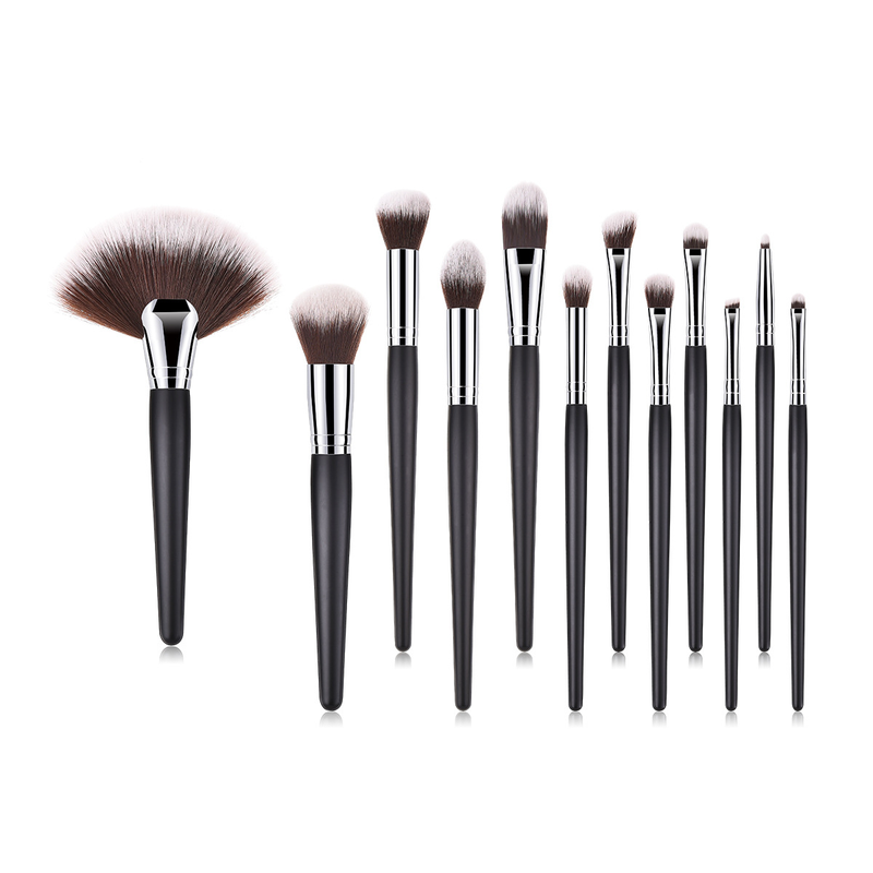 5/7/11/12 Stück Make-up-Pinsel, Make-up-Werkzeuge, Augenset, Lidschattenpinsel, schwarzes und silbernes GUIHUI_voghion.com
