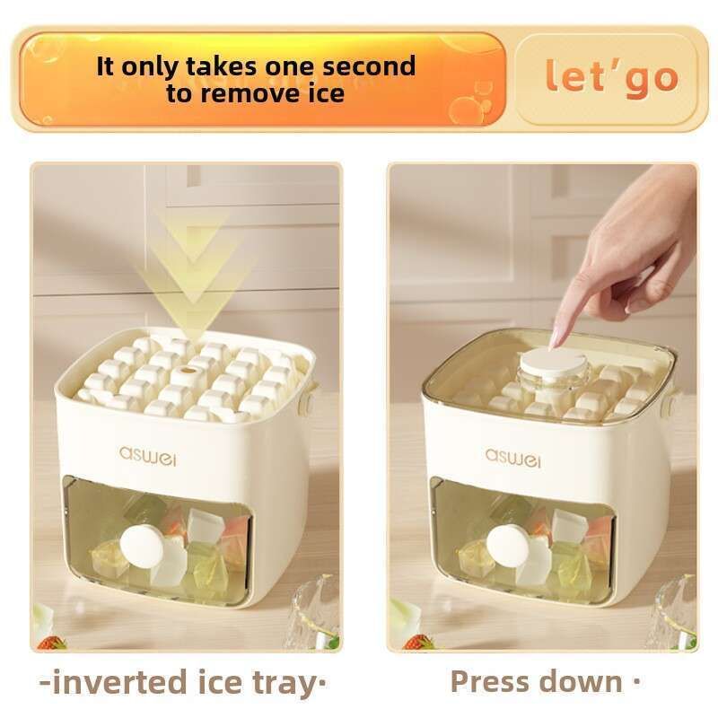 Stampo per ghiaccio per uso domestico, grande griglia con coperchio in silicone, contenitore per frigorifero, crema, cubetti di ghiaccio congelati_voghion.com