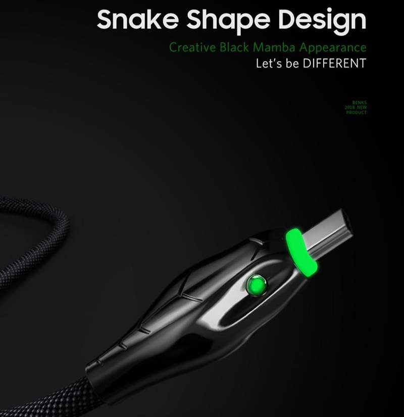 Black Mamba 1M/2M/3M USB Android Type-c iPhone Cable,5A Fast Charging Cables Charger Adapter For iPhone iPad Samsung Huawei Xiaomi Smart Phone_voghion.com