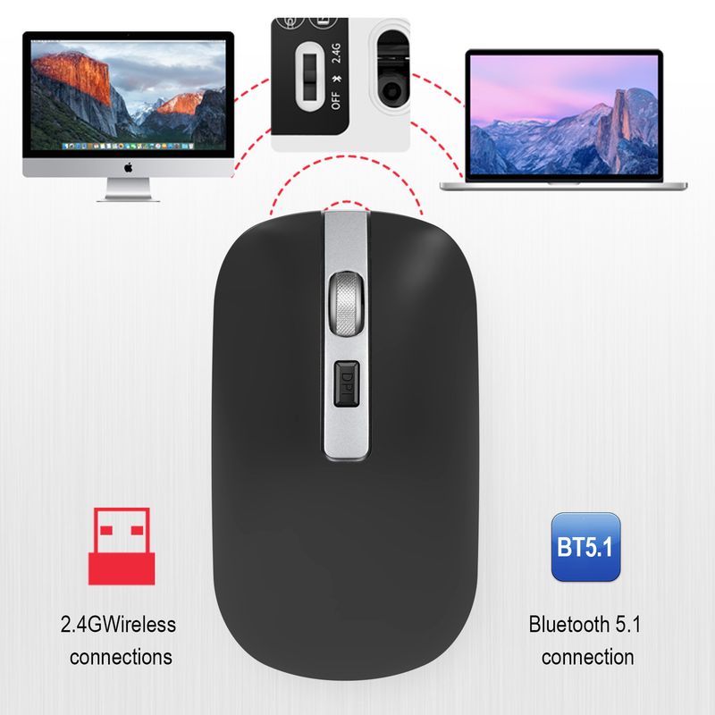 M50 Bluetooth 5.1 Charging Wireless Metal Roller Silent 2.4G Mouse 500mAh Battery_voghion.com