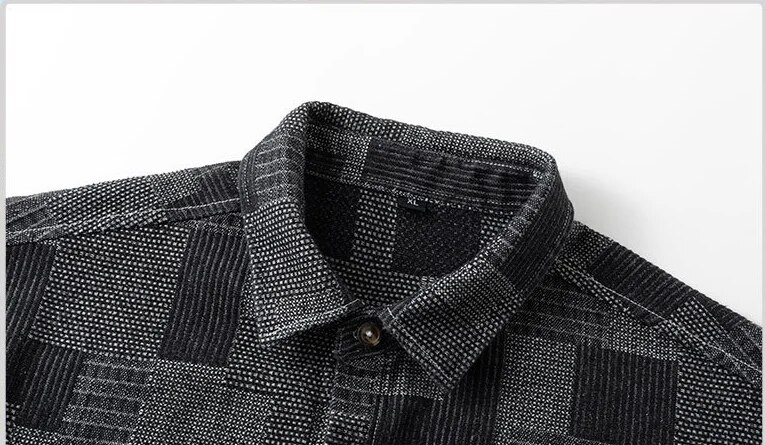 2024 nueva primavera a cuadros Denim moda tamaño suelto negocios Casual camisa versátil ropa de hombre_voghion.com