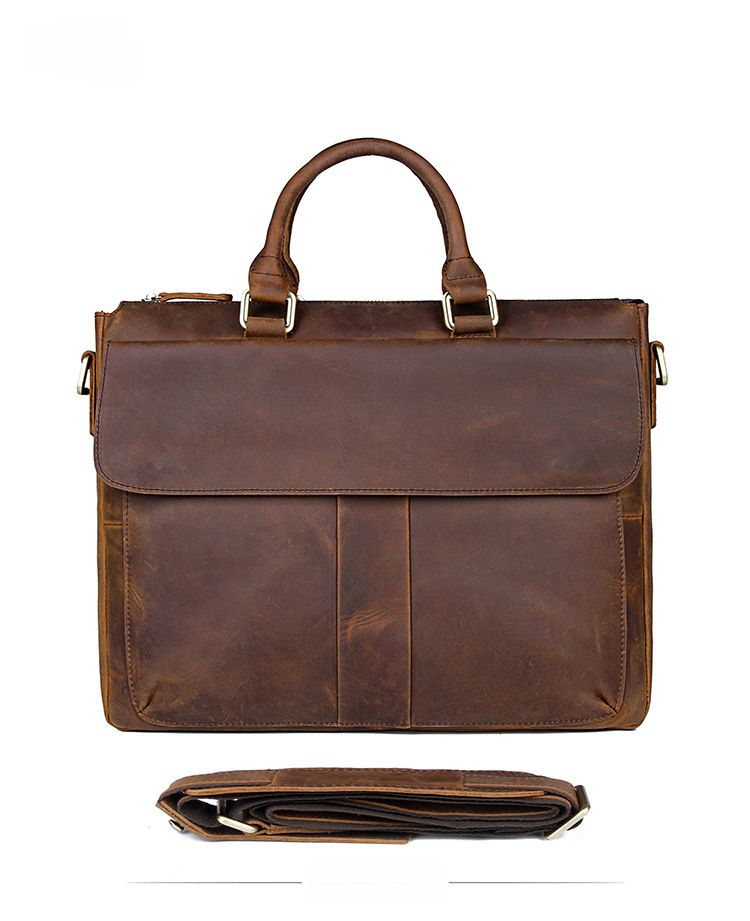 Leather Men's Bag Commuter Business Travel Computer Bag Crossbody Handbag Top Layer Cowhide Briefcase_voghion.com