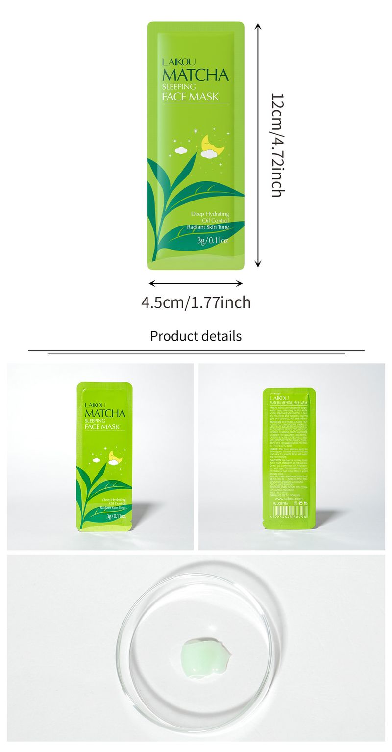 Trattamenti e maschere Maschera da notte Laico Matcha Series 1 pezzo Maschera monouso da 3 g Prodotti idratanti per la cura della pelle_voghion.com