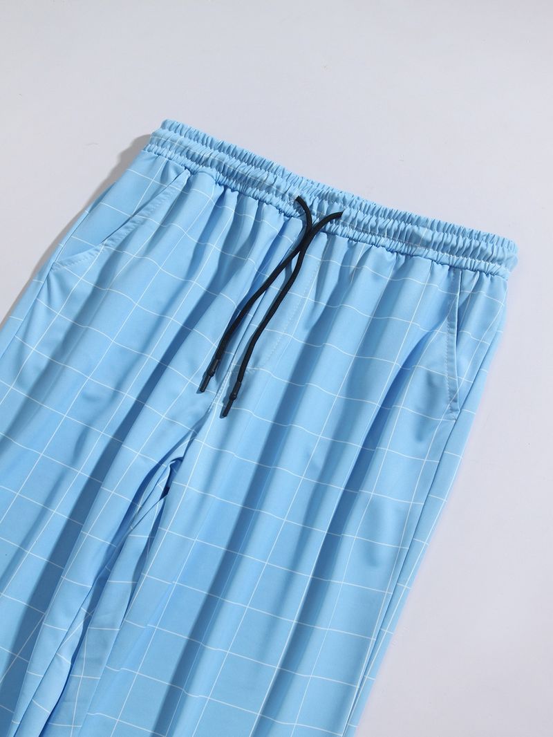 Schnelltrocknende Freizeithose für Herren im Karomuster – Atmungsaktive Polyesterhose für Fitnessstudio und Straße (S-3XL, feuchtigkeitsableitend, bügelfrei, leichtes Gewebe)_voghion.com