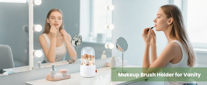 Rotating 7-Slot Toothbrush Holder With Drain - Electric Brush Storage_voghion.com