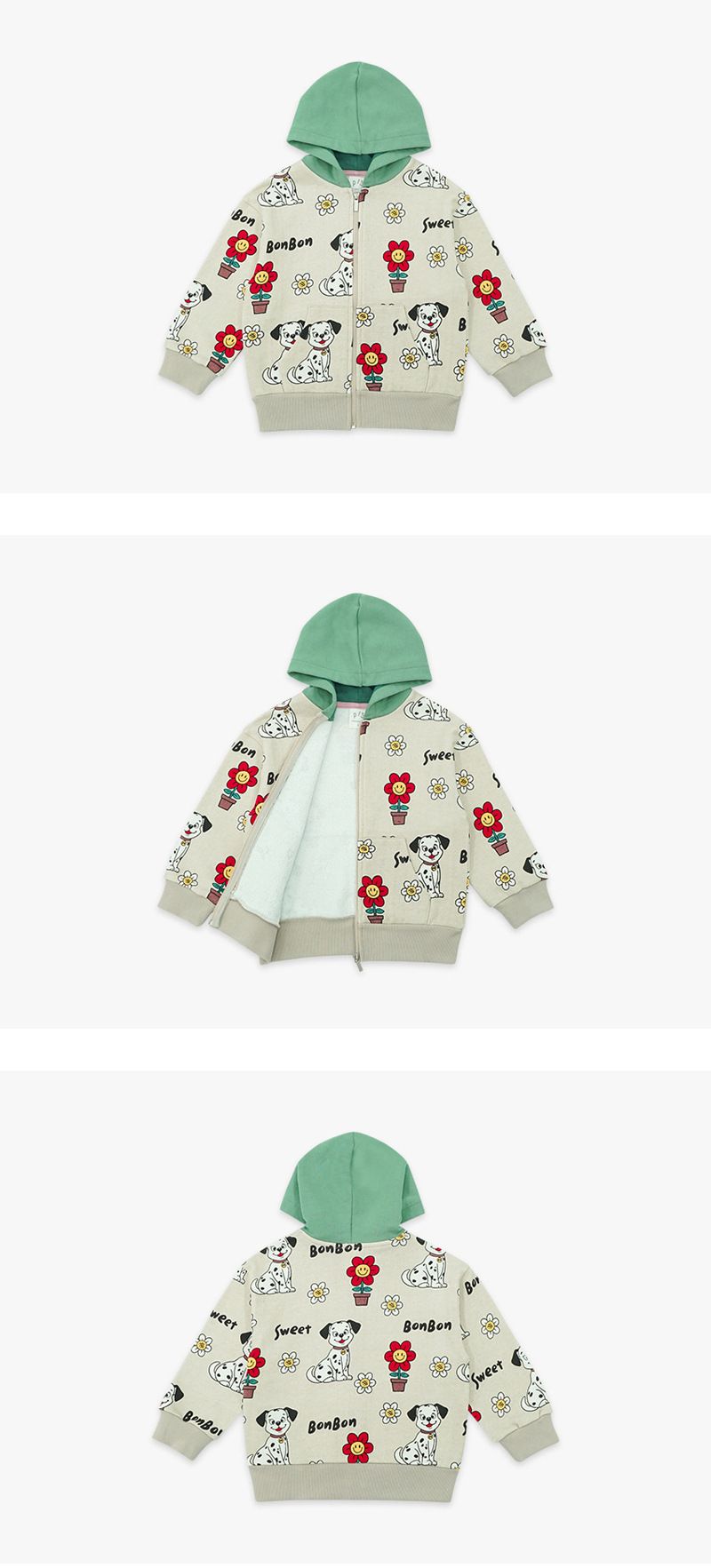 Fertige Jungen und Mädchen Tops Herbst Neue PS Casual Hoodies Cartoon Spotted Dog Hooded Zipper Coat_voghion.com