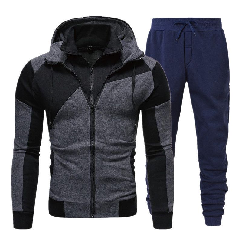 Pantaloni sportivi autunnali e invernali da uomo, casual, a maniche lunghe, due pezzi, con cappuccio, sportivi, esplosivi, da uomo_voghion.com
