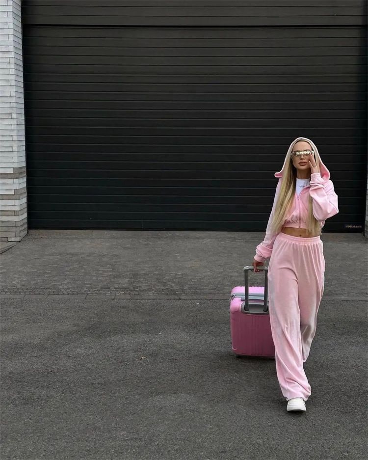 Ensembles pour femmes 2 pièces automne décontracté sport manches longues fermeture éclair 2024 femmes tendance pantalons ensembles cardigan élastique survêtement_voghion.com