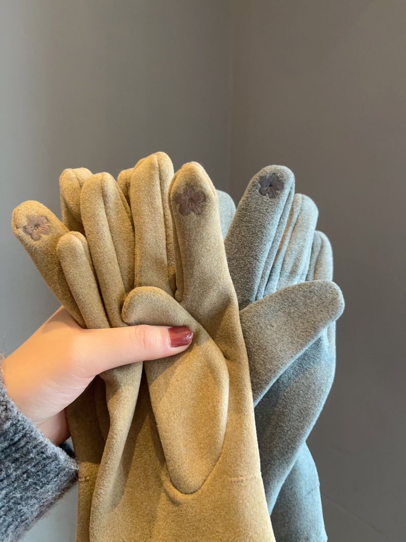 Guanti invernali da donna con touch screen, per guida e ciclismo, in pile spesso per isolamento dal freddo e calore, versione coreana_voghion.com