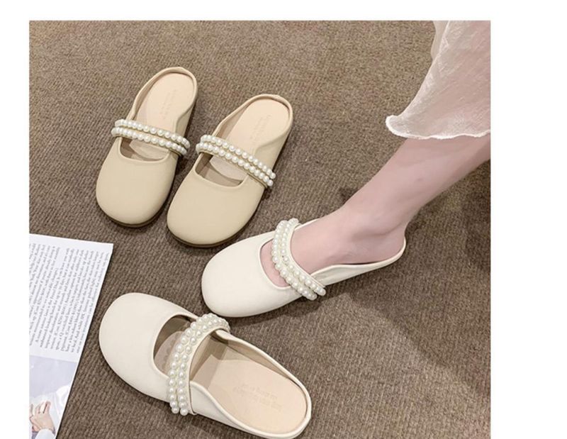 Soft Soled Toe Cap Slippers In Spring And Summer 2025, New Pearl Half Support Single Shoes Wearing Outside, Anti Slip_voghion.com