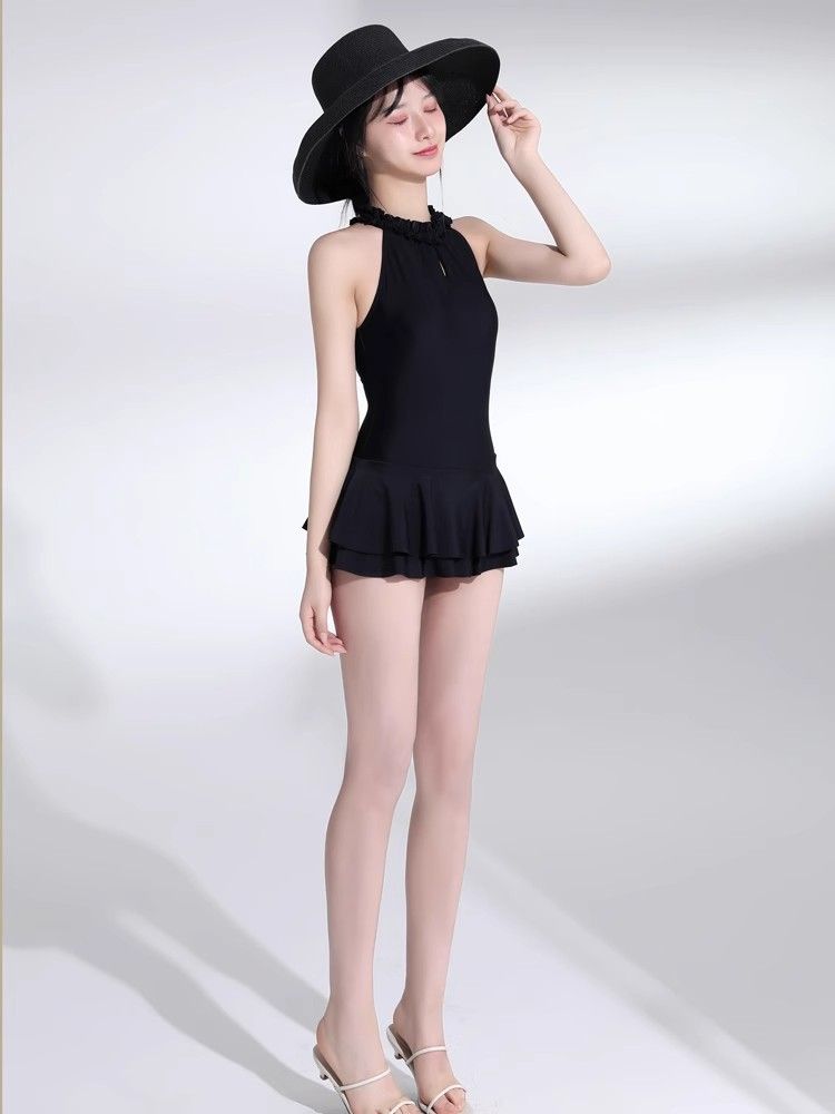 Women's New One-Piece Swimsuit Korean Pure Desire Ins Style Skirt Cover Belly Slimming High-End Backless Hot Spring_voghion.com