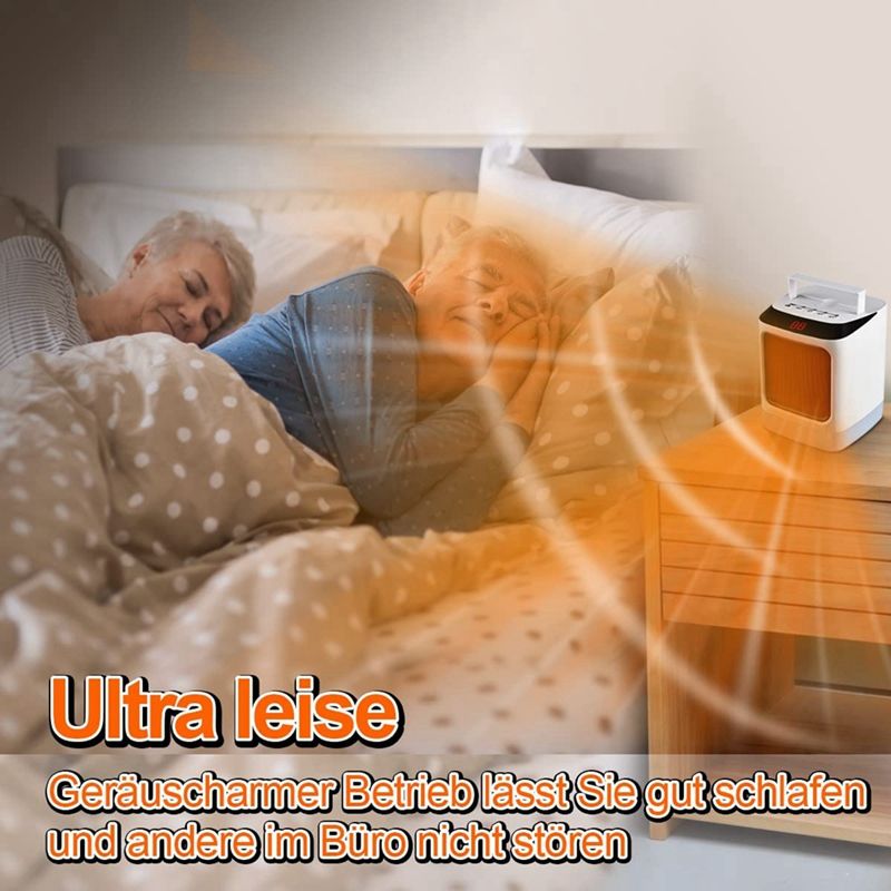 Prenosni električni grelec z ventilatorjem, 2 nastavitvama ogrevanja in nočno lučko za spalnico in dnevno sobo_voghion.com