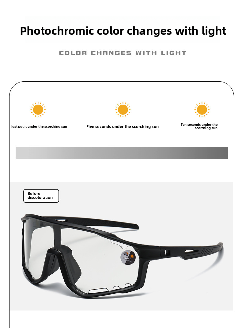 Outdoor Cycling New Frame Intelligent Photosensitive Color Changing Windproof Dustproof Goggles Sunglasses_voghion.com