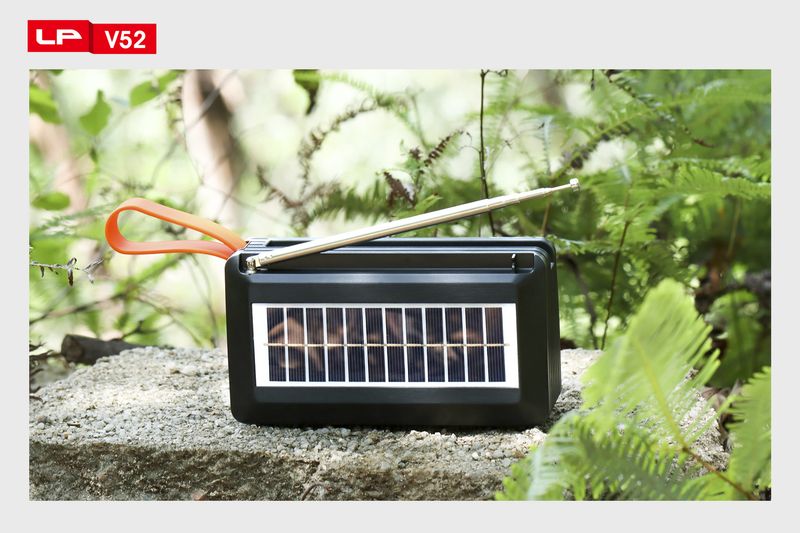 LP-V52 Square Radio Bluetooth Stand Solar Charging Long Antenna with Screen Button Mischievous Mini Card Insertion_voghion.com