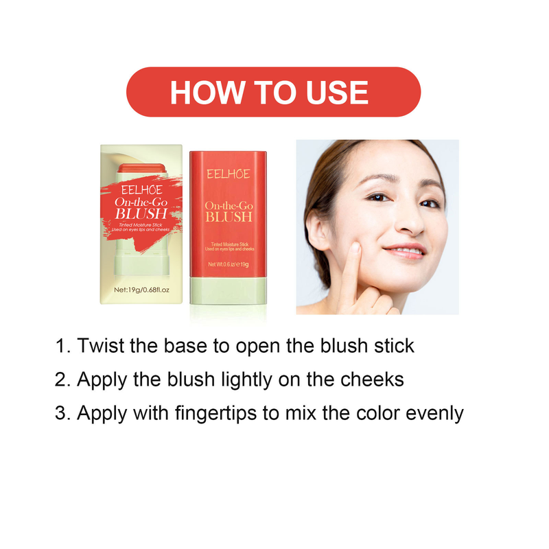 natural, nude makeup, brightens and contours, three-dimensional highlight, delicate waterproof multi-functional blush stick_voghion.com