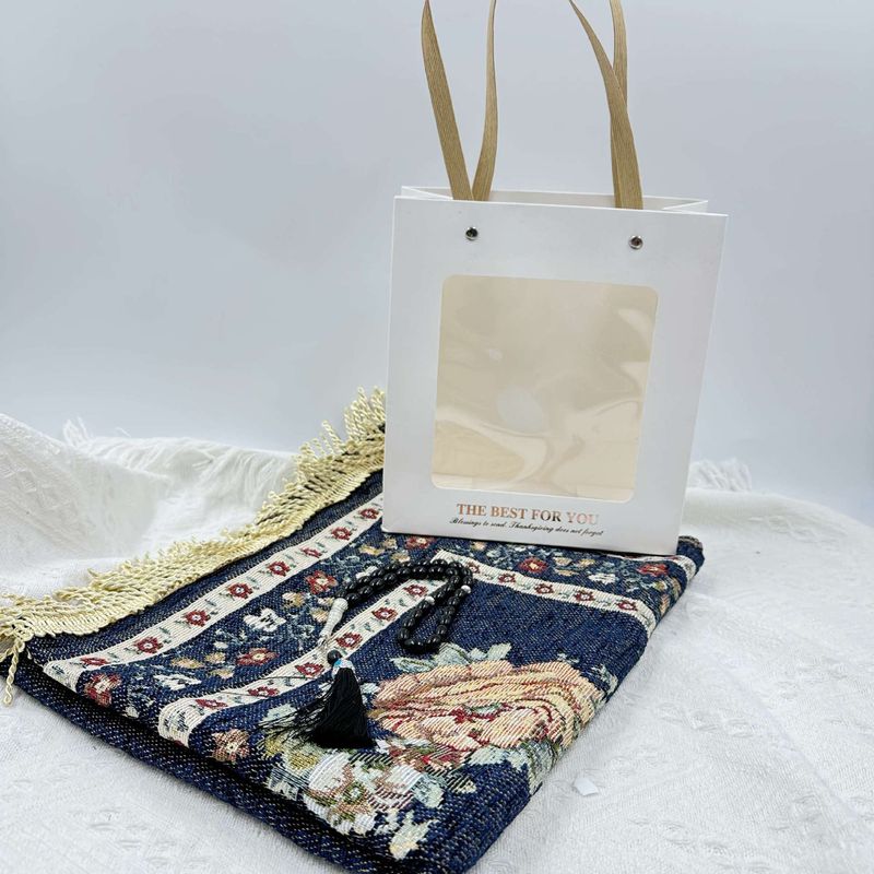 Chenille Arabian Blanket Two-Piece Set (Rosary, Paper Box, PVC Transparent Bag Gift Pack)_voghion.com