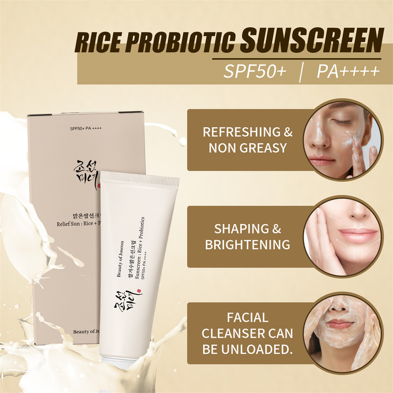 Hidratante arroz spf50 + probiótico sóis proteção da pele maquiagem refrescante creme solar resistência uv facial_voghion.com