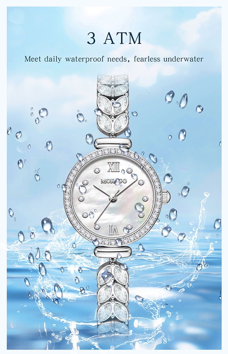 Orologio al quarzo minimalista ed elegante da donna: quadrante con cristalli, bracciale in lega, orologio da polso versatile con diamanti intarsiati._voghion.com