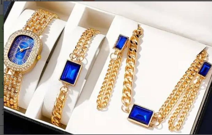 Women's Watches New Ladies Watch Set Fashion Style Versatile Quartz Watch Bracelet Ring Earrings Necklace Set_voghion.com