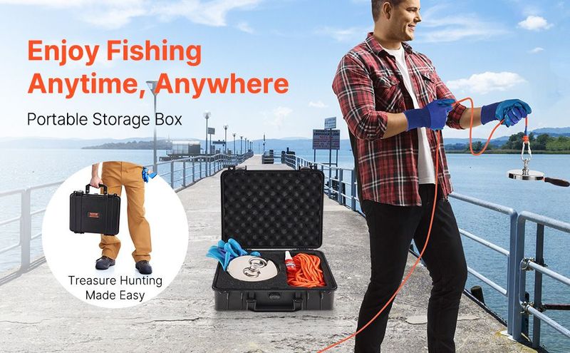 2000 LBS Strong Fishing Magnet Kit Single Sided Pull Force And Rope Carabiner_voghion.com
