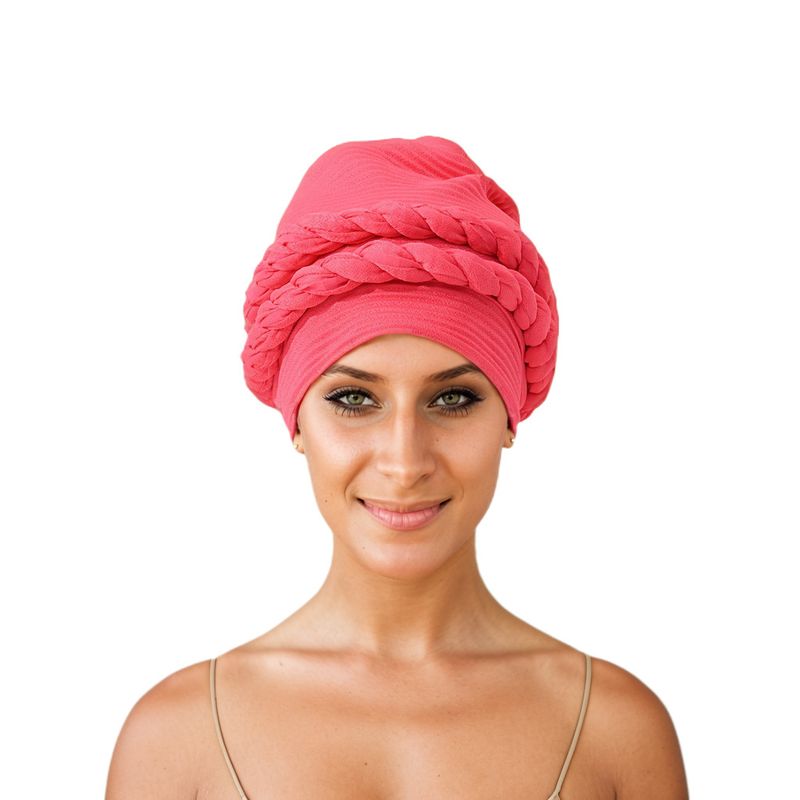 Cuffia per turbante senza tesa elastica, treccia rugosa, fascia etnica, cuffia per chemioterapia_voghion.com
