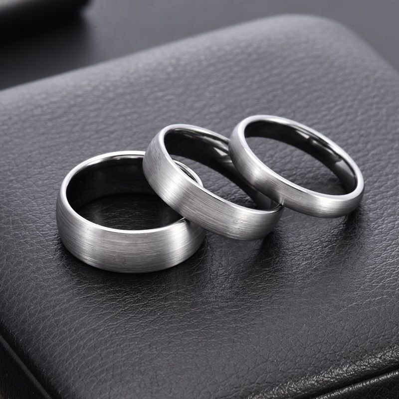 Men And Women's Jewelry Personalized Sand Surface Inner And Outer Balls 4 6 8MM Tungsten Gold Ring Tungsten Steel Ring_voghion.com