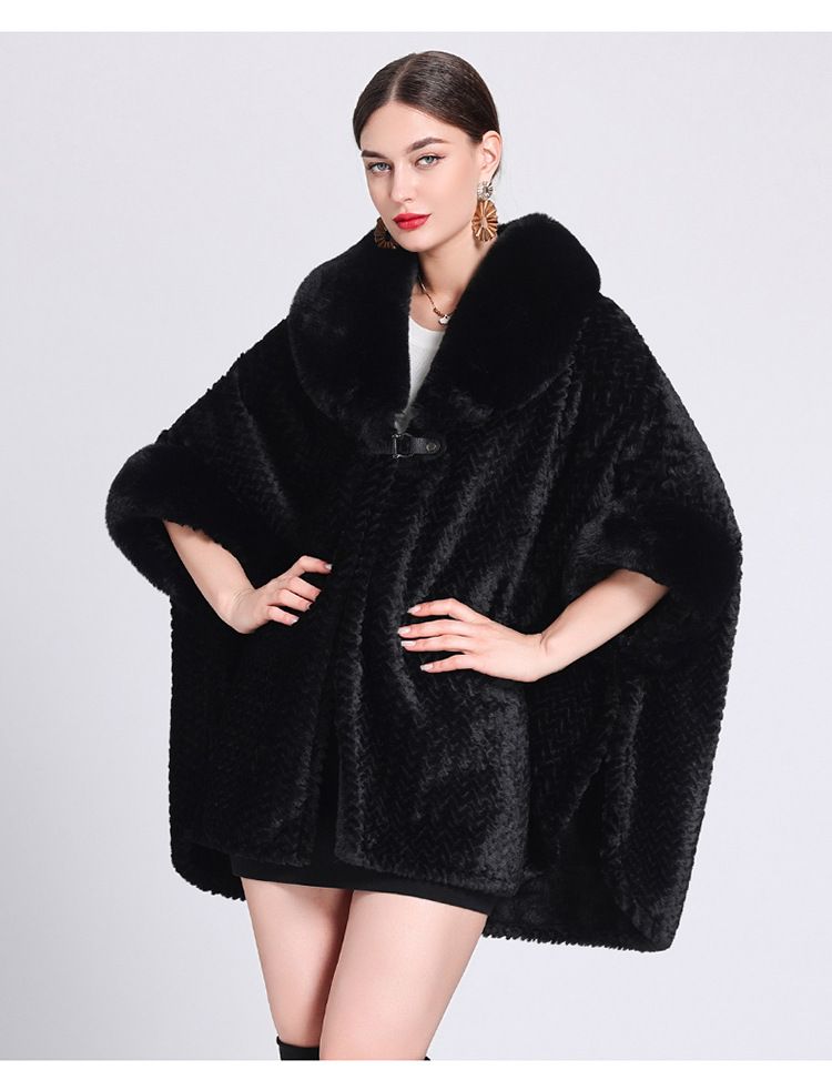 Aggiungi lana collo spesso mantello mantello cardigan largo taglia grande cappotto di lana donna_voghion.com