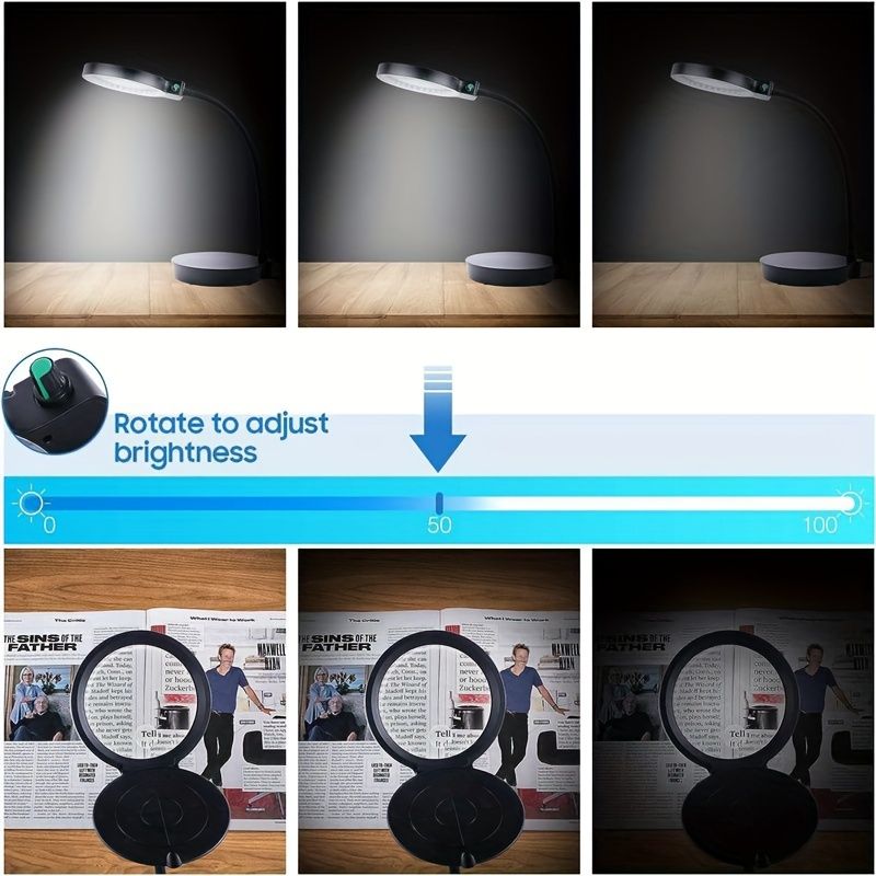 Handsfree 10x vergrootglas met licht en standaard voor nauwkeurig werk, lezen, knutselen en reparaties_voghion.com
