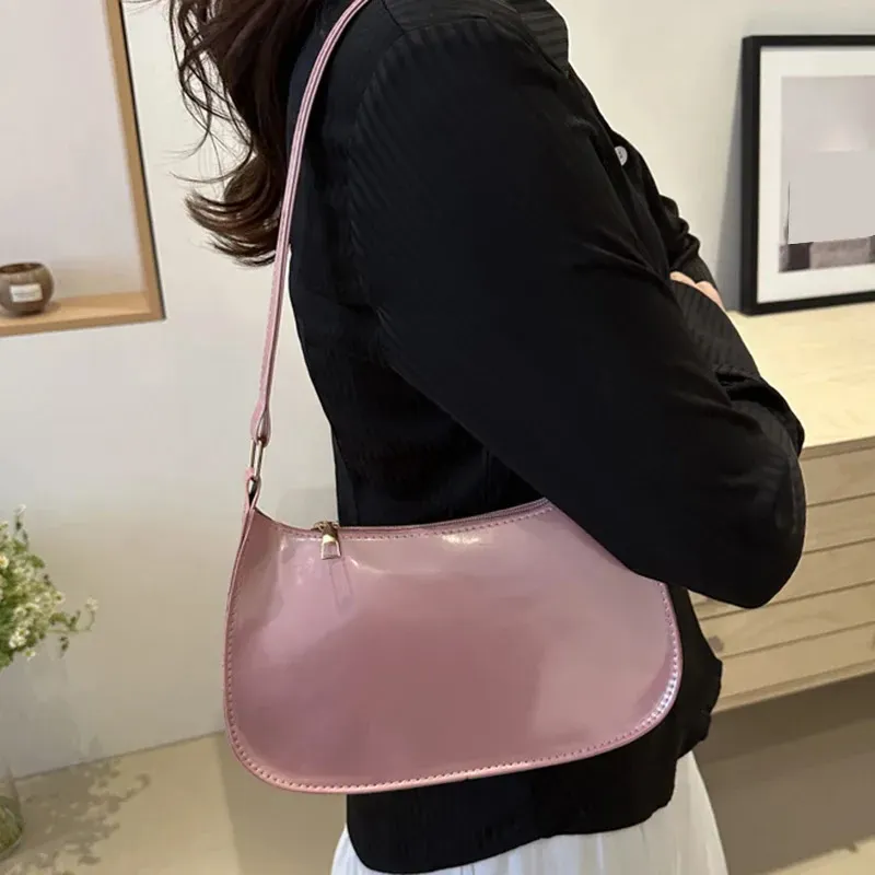 Retro Solid Color PU Leather Shoulder Underarm Bag Womens Fashion Handbags Casual Hobos Purses And Handbag Ladies Hand_voghion.com
