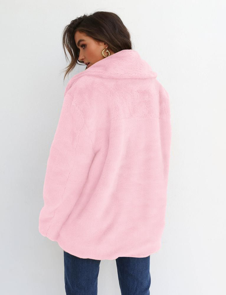 Nowe damskie futro z lisa Eleganckie brązowe kudłate płaszcze Jesień Zima Ciepły pluszowy płaszcz Teddy Streetwear Damska biała futrzana puszysta kurtka_voghion.com