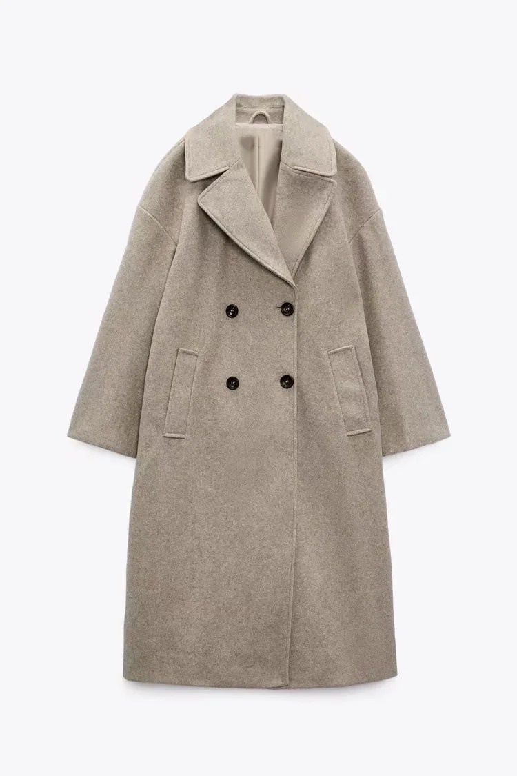 Women's clothing 2024 autumn and winter new item, loose collared double breasted long coat jacket_voghion.com