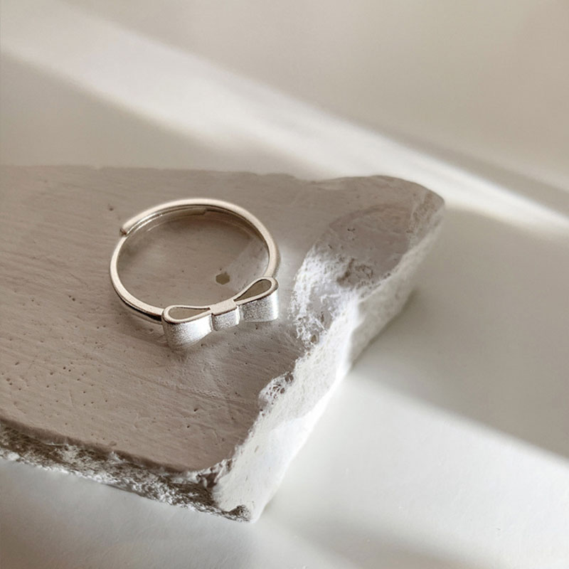Sier VENUS Sterling Fashion Frosted Butterfly Ring Ladies Personality Simple Ring Jewelry Gift Wholesale_voghion.com